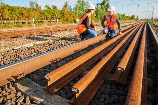 Gleisbauarbeiten auf der Riedbahn bei Riedstadt–Goddelau